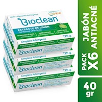Bioclean Jabón Antiacné Extracto de Limón Barra 120g Pack x6